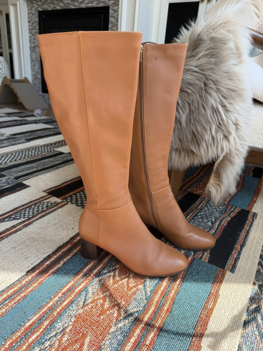 Women's Tall Leather Knee Boots in Cognac Tan
